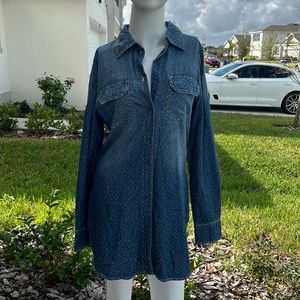 ABS BY ALLEN SCHWARTZ OVERSIZED DENIM SHIRT TOP SIZE S MSRP $69.00 NWT